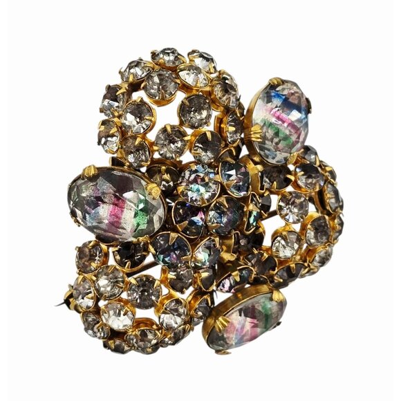 Wonderful Iris/Rainbow Glass Layered Brooch Attributed To Vogue (A521) - Picture 2 of 9